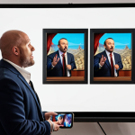 **

A dynamic auctioneer on a digital platform, expertly narrating the story of a rare NFT artwork to a global audience. Emphasize their storytelling ability, digital marketing skills, and the excitement of the online auction.

**