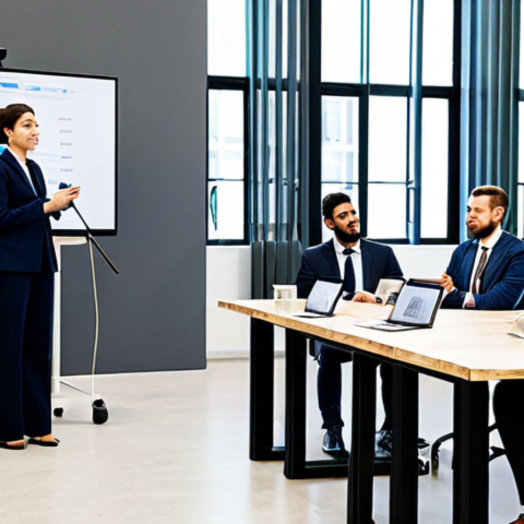 A diverse group of young professionals, fully clothed in modest business attire, conducting a mock auction in a bright, modern co-working space. One person at a stylish podium practices auctioneering with a microphone, while others around a large table hold small bidding paddles and review digital screens displaying auction data and market trends. The scene emphasizes collaborative learning and practical application of auction skills. safe for work, appropriate content, fully clothed, professional dress, perfect anatomy, correct proportions, natural pose, well-formed hands, proper finger count, natural body proportions, professional photography, high quality.
