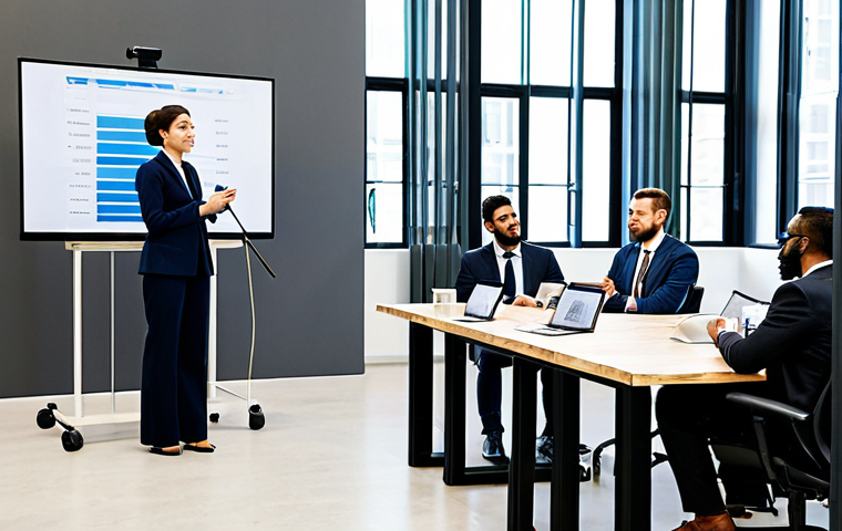 A diverse group of young professionals, fully clothed in modest business attire, conducting a mock auction in a bright, modern co-working space. One person at a stylish podium practices auctioneering with a microphone, while others around a large table hold small bidding paddles and review digital screens displaying auction data and market trends. The scene emphasizes collaborative learning and practical application of auction skills. safe for work, appropriate content, fully clothed, professional dress, perfect anatomy, correct proportions, natural pose, well-formed hands, proper finger count, natural body proportions, professional photography, high quality.