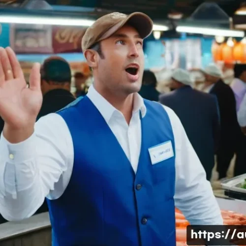 경매사 시험 준비 과정에서 발생할 수 있는 문제 - A dynamic and confident male auctioneer, dressed in a professional blue vest and a crisp white shirt...